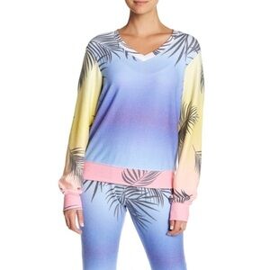 Wildfox Bahama Print V-Neck Sweatshirt Med